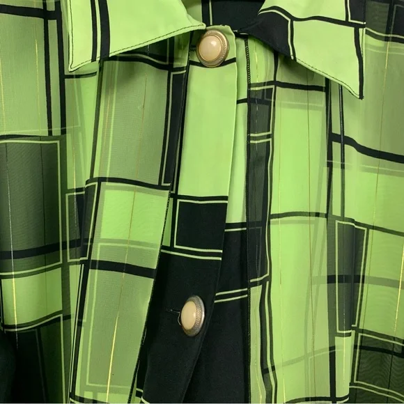 Vintage Happy Day New York Green and Black Flowy Oversized Top - Picture 15 of 16